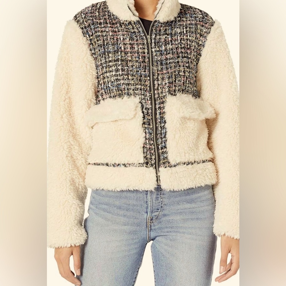 Kendall+ Kylie  Mixed Media Zip up Jacket